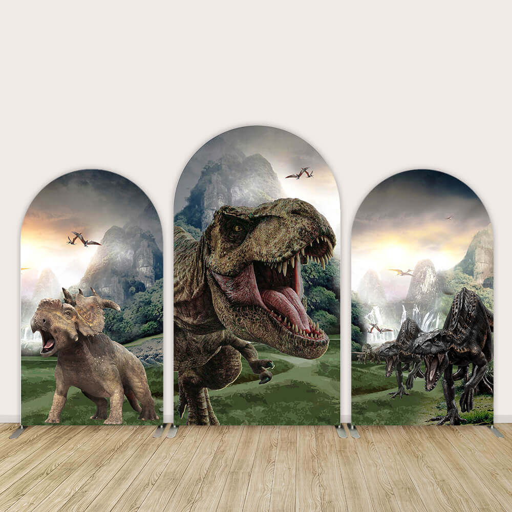 Sensfun Dinosaur Boy Birthday Party Arch Backdrop Jurassic Park Baby Shower Arch Backdrop Cover Polyester Fabric