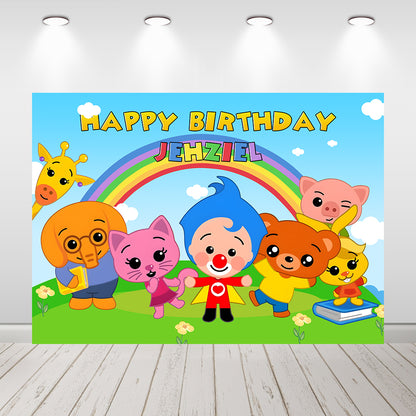 Cartoon Plim Plim Theme Backdrops For Photography Mi Primer Añito Boys Birthday Party Backgrounds Custom Photocall
