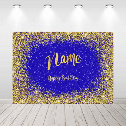 Blue Gold Glitter Birthday Party Background