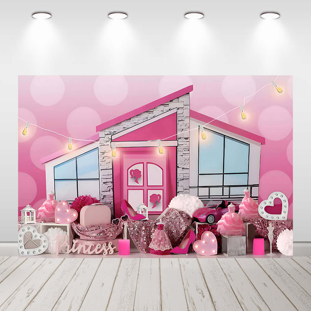 Photography Background Pink House Girl Princess Cake Smash Birthday Party Portrait Decor Backdrop Photo Studio Props