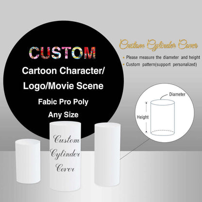 Custom 3pcs Cylinder Pedestals stand and Cover for Wedding Party Decoration Birthday Banner