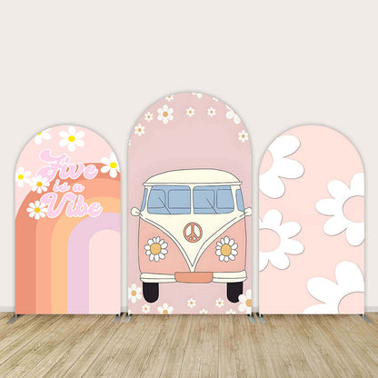 Sesnfun Arched Backdrop Cover for Girl Daisy Flower Rainbow Boho Newborn Baby Shower Chiara Wall Background Car Birthday Party Decors