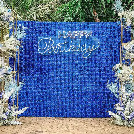 Sensfun Square Royal Blue Shimmer Wall Panels Easy Setup Wedding Theme Party Decorations