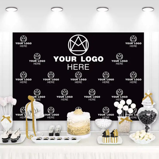 Sensfun Custom Logo Photography Background Company Logo Sweet 16 18 Birthday Party Backdrop Step Repeat Banner Photobooth Wallpaper