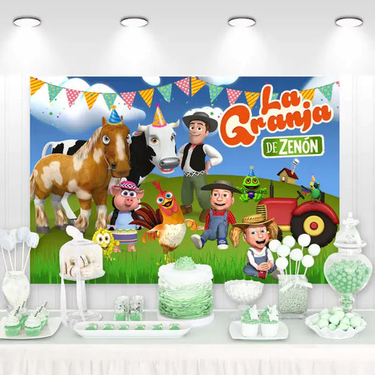 Photo Background Custom Green Grass Farm Photo Booth Vinyl la granja de zenon Photo Studio Kids 1st Birthday Backdrop