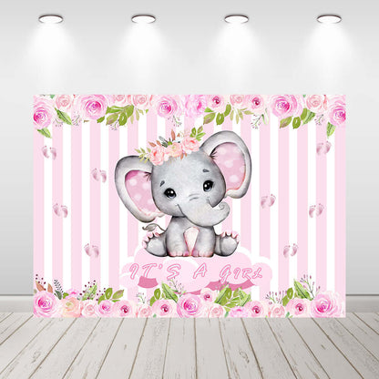 Pink Elephant Baby Shower Background