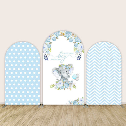 Customized 3pcs Elephant Baby Shower Arched Cover Backdrop