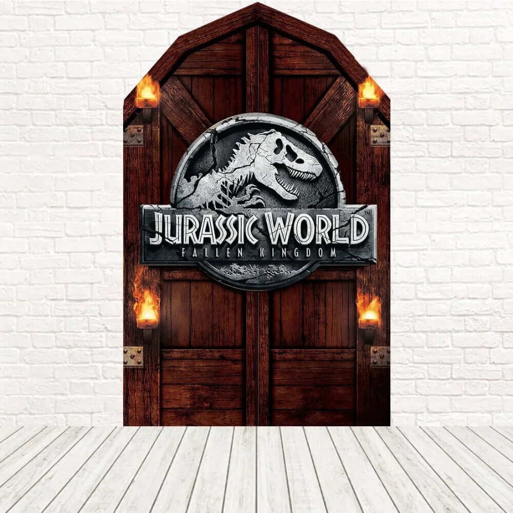 Jurassic World Barn House Arched Wall Backdrop Cover for Boy Birthday party decoration