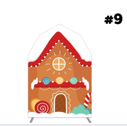 Winter theme Candyland arch house Barn Backdrop