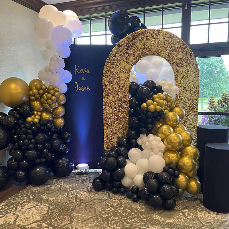 Gold glitter open arch backdrop cover 