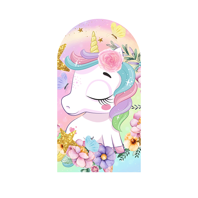 Flower Baby Unicorn Baby Shower Arch Wall Cover Background