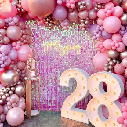 Gradient Pink Shimmer Wall Panels Backdrop for Anniversary Wedding Engagement Birthday Party Event Planning Decoration Supply
