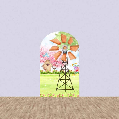 Spring theme Wimdmill Farm Birthday Arch Cover Chiara Wall Backdrops