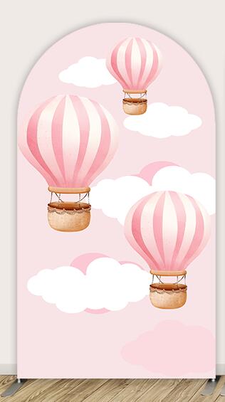 Pink Hot Air Balloons Baby Shower Arch Cover Backdrop Chiara Wall White Clouds Newborn 1st Birthday Background Party Decoration