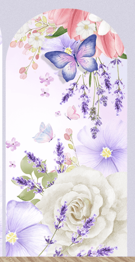 Purple Butterfly Theme Girls Birthday Party Baby Shower Backdrop Arched Wall Cover Photo Background Cake Table Decoration