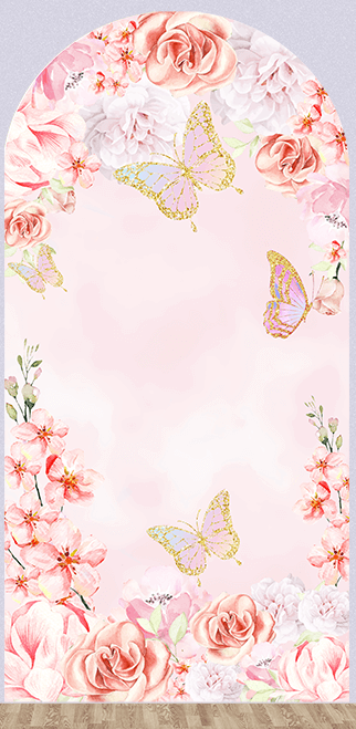 Pink Flower Butterfly Baby Girl Baby Shower Arch Backdrop Cover Minnie Mouse Birthday Decoration Party Background Wall Banner