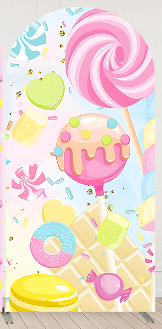 Ice Cream Donuts Birthday Arch Backdrop Cover Party Decoration Pink Candy Bar Girl Baby Shower Background Wall Banner Customized