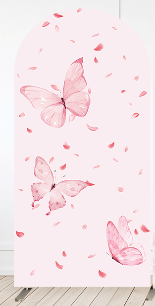 Pink Flowers Wedding Decorations Arched Cover Wall Backdrop Butterfly Bride and Groom Bridal Shower Party Background Supplies Studio