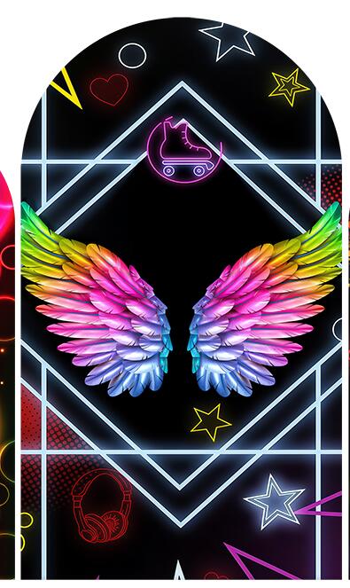 Neon Angel Wing theme Arch Backdrop Cover Kids Birthday Baby Shower Party Decors Supplies Arched Wall Panels Background