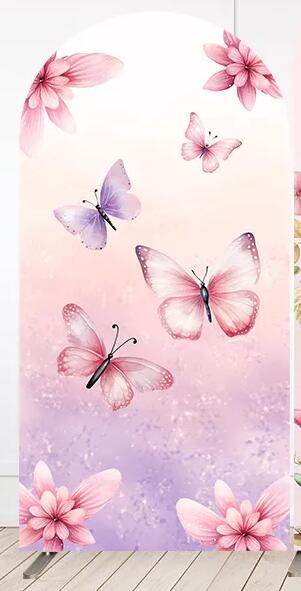 Fairy Woodhouse Arch Cover Backdrop Girls Birthday Baby Shower Pink Floral Butterfly Arch Background Party Decoration