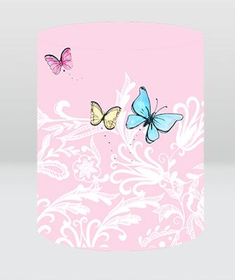 White Lace Butterfly Cylinder Pedestal Cover