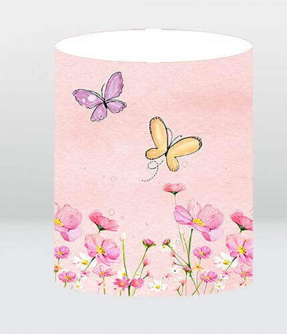 Pink Floral Butterfly Plinth Table Cover Pedestal Covers