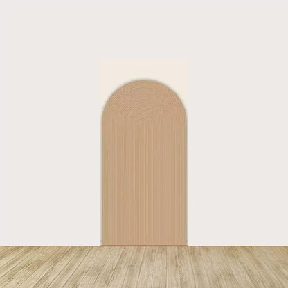 Arch panel with fine minimalist rainbow lines in soft tan color—perfect for neutral or boho-themed parties and photo shoots.