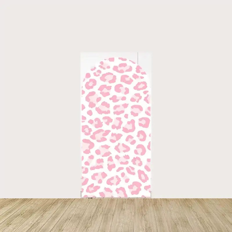 Pink and white leopard print panel, adding a fun and trendy safari vibe to the backdrop.