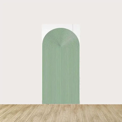 Arch panel with modern sage green stripes forming a curved arch pattern—ideal for minimalist garden-themed events or fresh botanical parties.