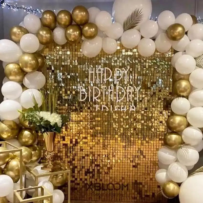 Gold Shimmer Backdrop Round Sequin Shimmer Wall Backdrops for Birthday Decorations Anniversary, Wedding & Bachelorette Party Supplies