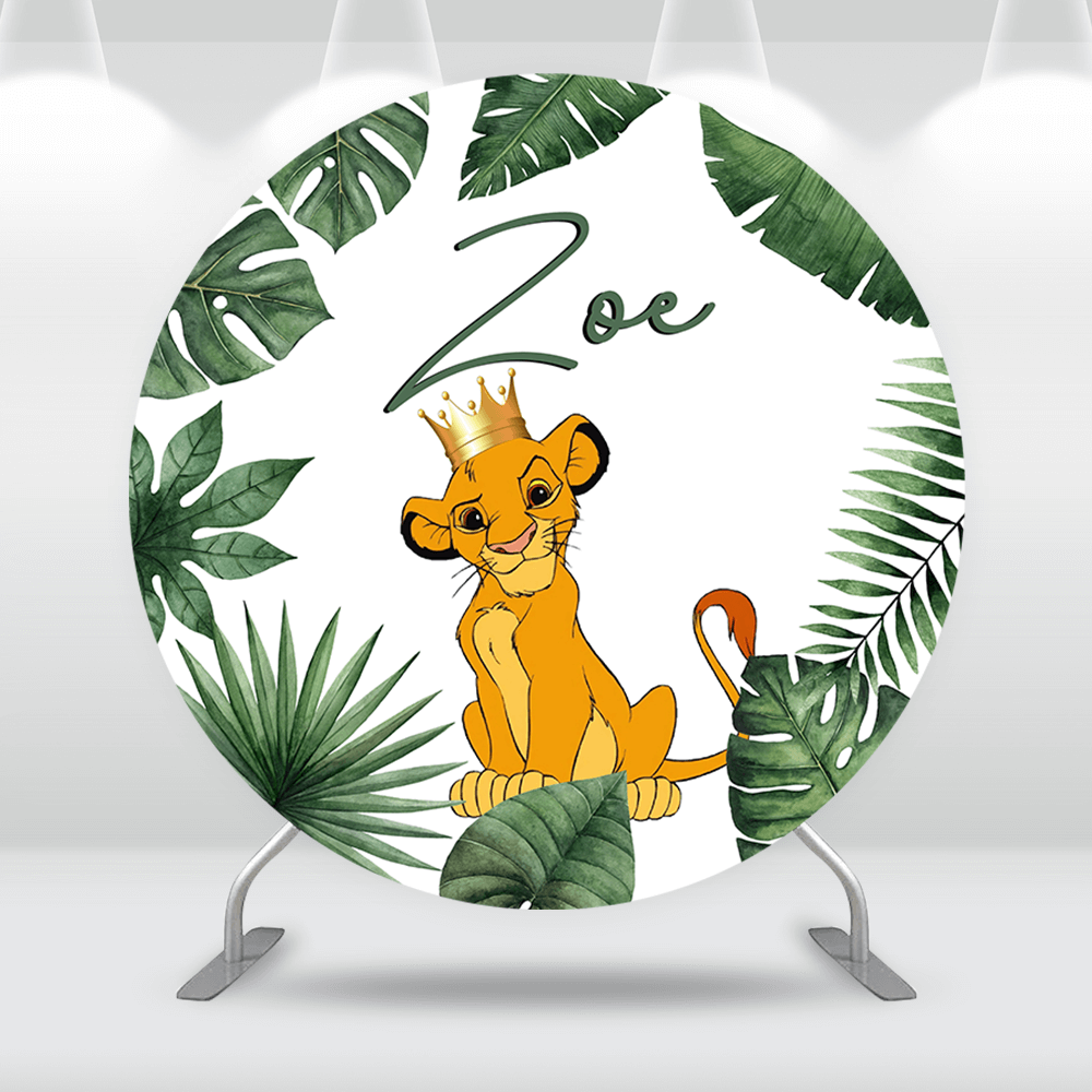 Lion king birthday round backdrop cover