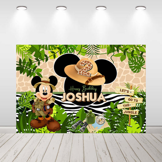 Cartoon Safari Mickey Mouse Birthday Background Photography Props Customized Boy Newborn Baby Shower Backdrop for Photo Studio
