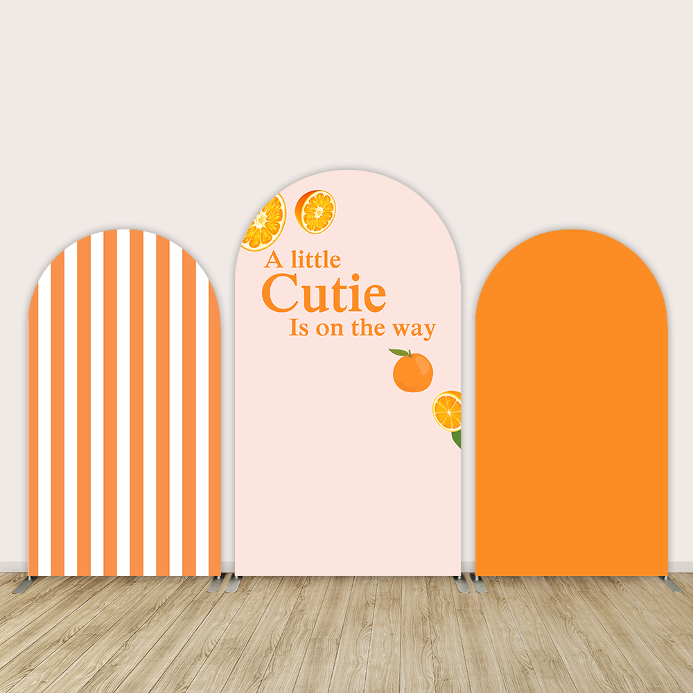 Little Cutie is On The Way Arch Backdrop Banner Orange Baby Shower Decorations Party Supplies Photography Background Covers