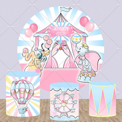 cartoon dumbo round backdrop for children birthday party decoration