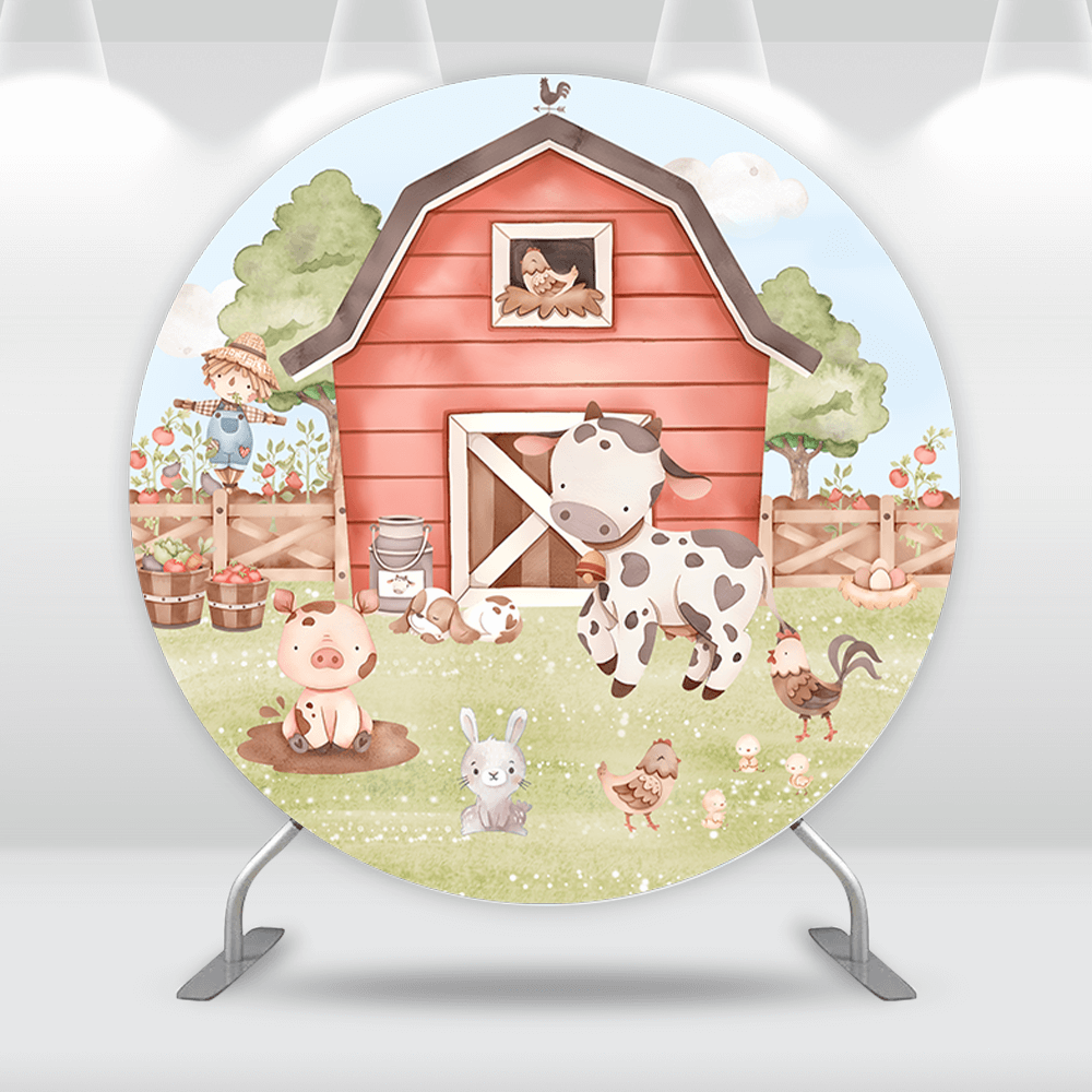 Animals Cow Print Birthday Circle Background for Boy