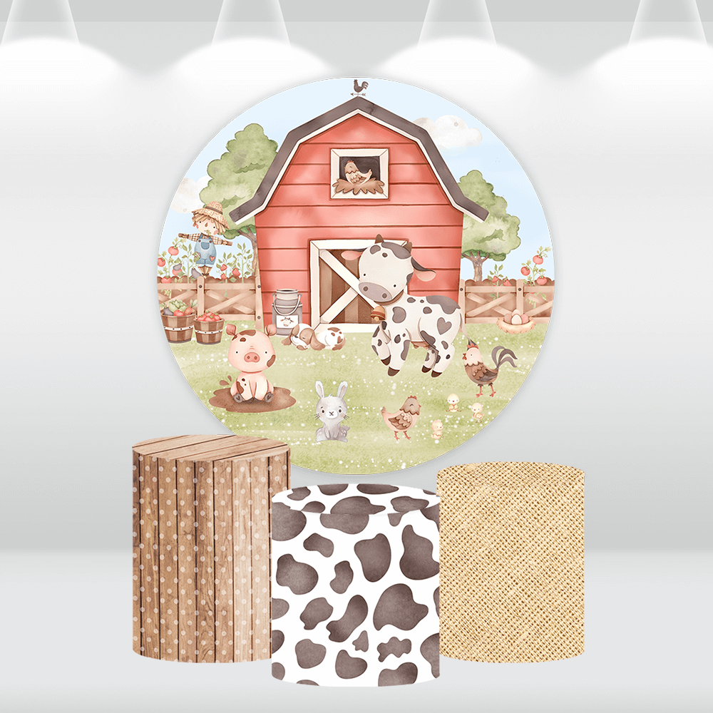 Farm theme Baby Shower Round Backdrop