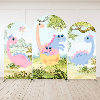 Cartoon Dinosuar Arch Backdrop Cover for Boy Baby Shower Party Decoration