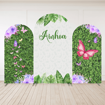Green Leaves Butterfly Baby Shower Arched Wall Backdrop Party Supplies