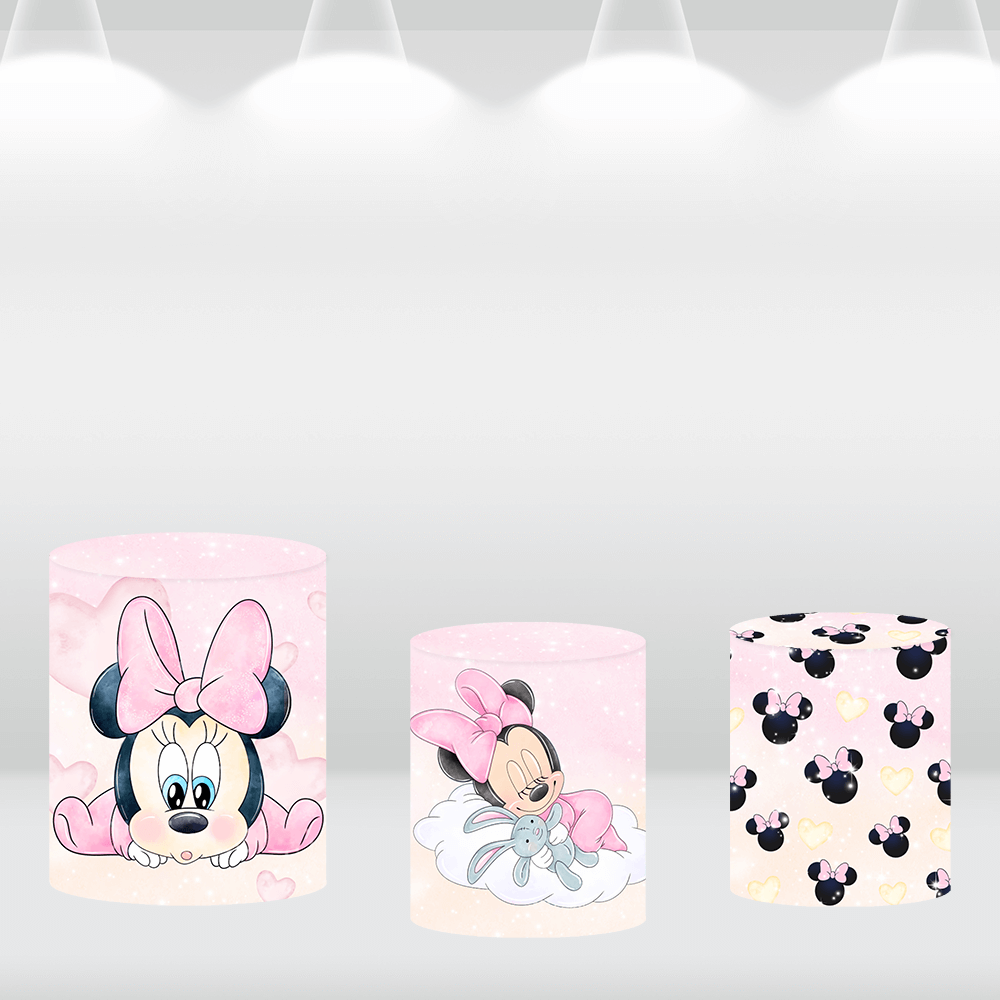 Sleep Minnie Mouse Girls Birthday Baby Shower Cylinder Covers