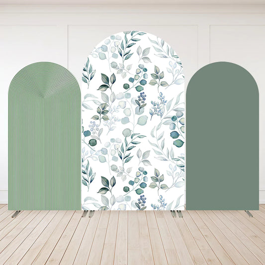 Green-Leaves-Arched-Backdrop-Wall-Green-Ripple-Stripes-Baby-Birthday-Background-Photography-Party-Banner-Cover