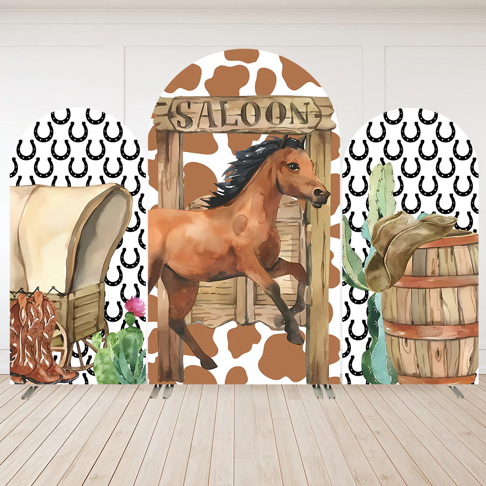 Western-Party-Supplies-Horse-Arch-Backdrop-Cover-for-Boy-First-Birthday-Decoration-West-Saloon-Wood-House-Barn-Door-Party-Wall