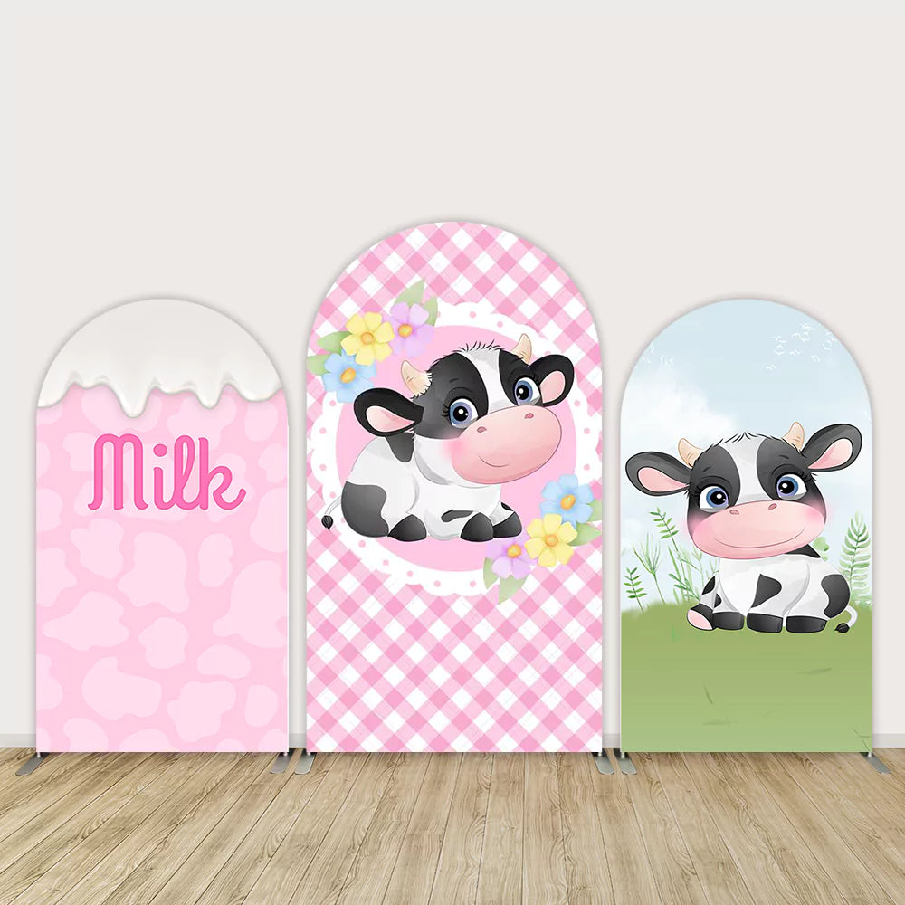 Custom-Cute-Cow-Print-Baby-Shower-Arch-Backdrop-Cover-Wall