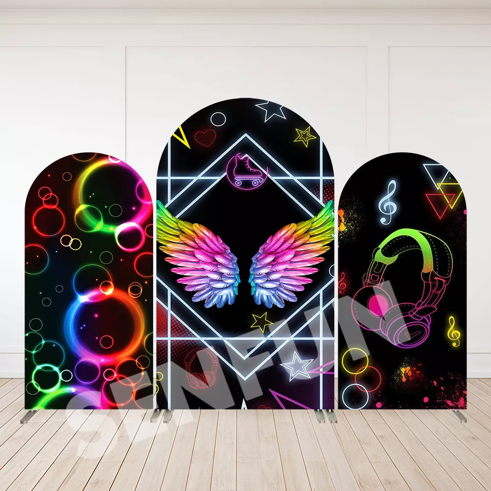 Rainbow-Angel-Wing-Neon-Birthday-Party-Arch-Wall-Panels-Backdrop