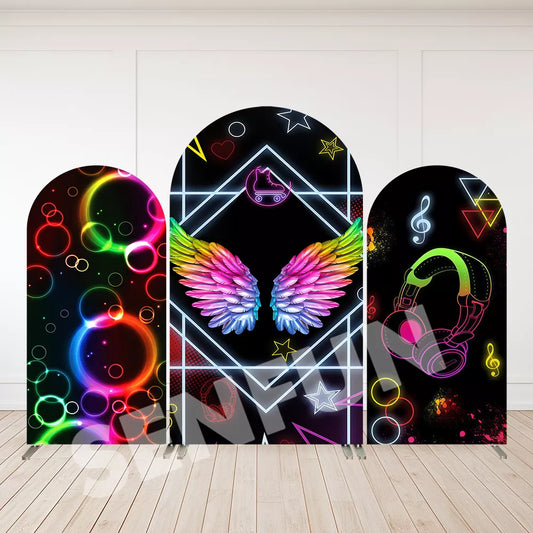 Rainbow-Angel-Wing-Neon-Birthday-Party-Arch-Wall-Panels-Backdrop