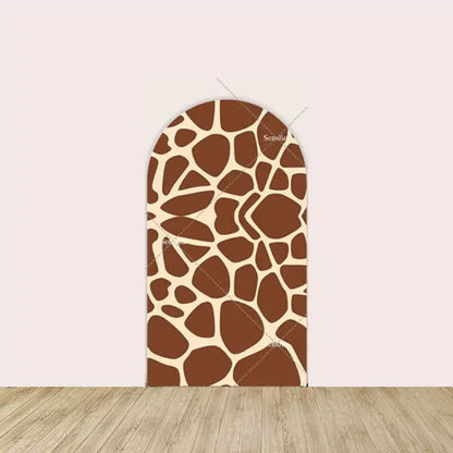 Brown and tan giraffe print backdrop panel