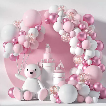 White Pink Balloons Garland Kit 5in 10in 12 In 18in Pink Gold Metallic Balloons White Latex Balloons Arch Kit for Baby Shower Decorations Girl Birthday Party Wedding