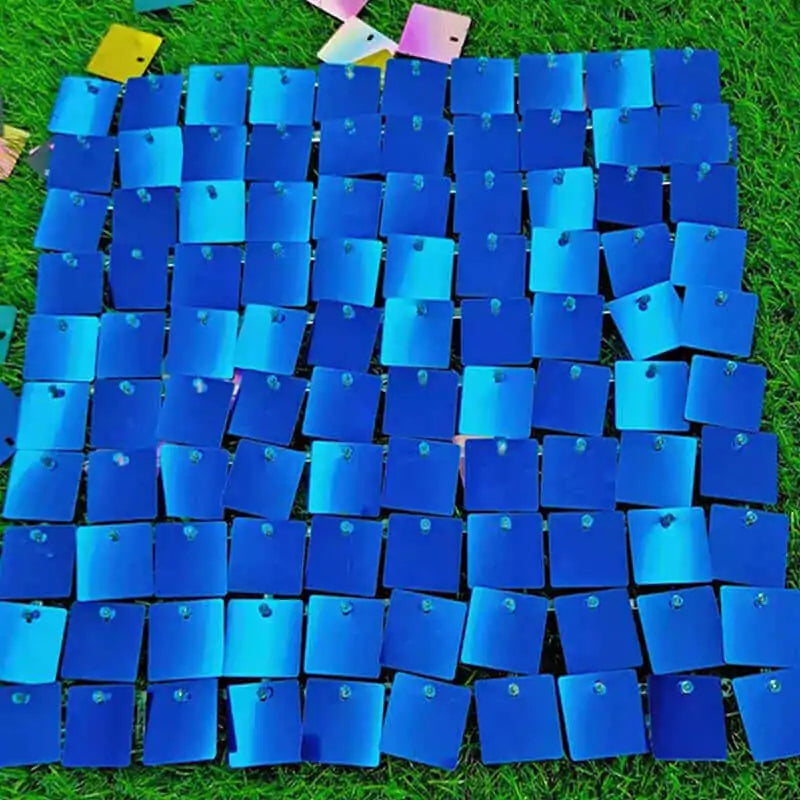 Party Supply 24pcs Panels Royal Blue Square Sequin Shimmer Wall Backdrop for BirthdayBabyShower Pool Party Decoration