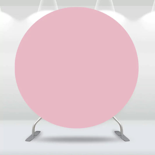 Blank round pink backdrop with solid color – perfect for custom vinyl lettering, balloon arches, or themed event decor