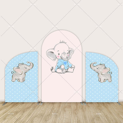 Elephant Baby Shower Arch Stand Cover Backdrop Party Decoration Blue Boy 1st Birthday Chiara Arched Wall Background