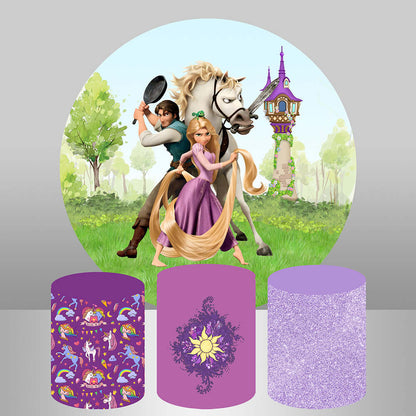 Rapunzel Princess Birthday Round Backdrop